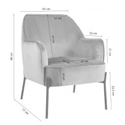 Fauteuil Bohemia Gris Velours avec Repose-Pieds - Confort et Style par Mørteens -Pas Cher Fauteuils Magasin 1000209172 200415 12033800266 SKETCH DETAILS P000000001000209172 sketch