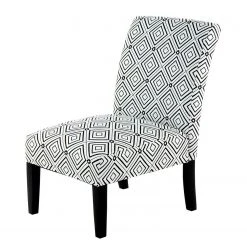 Kayoom Chaises capitonnées Indira III - Tissu Noir / Blanc - Hêtre massif - Fauteuil 1 place