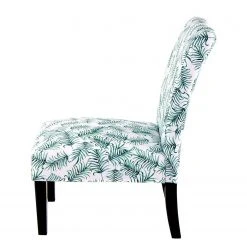 Kayoom Chaise Capitonnée Indira I - Tissu Noir et Vert & Blanc - Hêtre Massif - Fauteuil 1 Place -Pas Cher Fauteuils Magasin 1000214215 200529 06061500277 DETAILS P000000001000214215