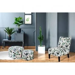 Kayoom Chaise capitonnée Indira IV - Tissu noir et vert - Hêtre massif - Fauteuil 1 place -Pas Cher Fauteuils Magasin 1000214216 200529 06062000283 MOOD DETAILS P000000001000214216 mood