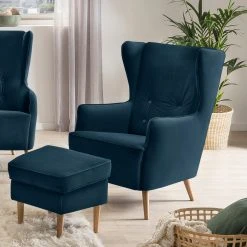 Fredriks Fauteuil Bonham - Velours Bleu marine - Fauteuil bergère de luxe -Pas Cher Fauteuils Magasin 1000215336 201209 18161800134 MOOD DETAILS P000000001000215336 mood