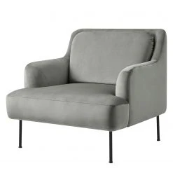Fredriks Fauteuil Bleecker - Velours Gris, Fauteuil 1 Place Confortable et Élégant