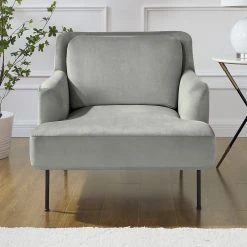 Fredriks Fauteuil Bleecker - Velours Gris, Fauteuil 1 Place Confortable et Élégant -Pas Cher Fauteuils Magasin 1000216232 210107 16315400279 MOOD DETAILS P000000001000216232 mood