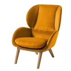 Fauteuil Marols Velours Shyla Orange Jaune - Chêne Clair | Studio Copenhagen | Fauteuils 1 place