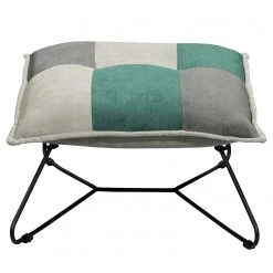 Fauteuil Tutu Fredriks - Microfibre Ranu Patchwork Turquoise/Gris - Avec Repose-Pieds - 1 Place -Pas Cher Fauteuils Magasin 1000222250 201113 13594801290 DETAILS P000000001000222250