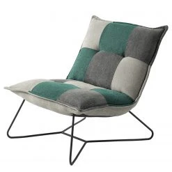Fauteuil Tutu Fredriks - Microfibre Ranu Patchwork Turquoise/Gris - Avec Repose-Pieds - 1 Place -Pas Cher Fauteuils Magasin 1000222250 201113 13595101291 DETAILS P000000001000222250