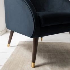 Ridgevalley Fauteuil Volonne - Velours Ravi Bleu foncé | Fauteuil 1 place élégant et confortable -Pas Cher Fauteuils Magasin 1000227292 210325 06594400030 DETAILS P000000001000227292