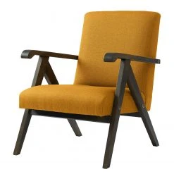 Studio Copenhagen Fauteuil Monklet en Tissu Ekta Jaune Moutarde - Hêtre Foncé