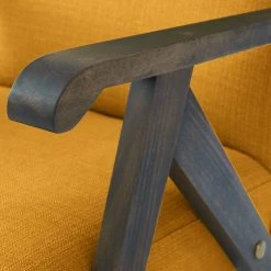 Studio Copenhagen Fauteuil Monklet en Tissu Ekta Jaune Moutarde - Hêtre Foncé -Pas Cher Fauteuils Magasin 1000244920 210225 13025200112 DETAILS P000000001000244920