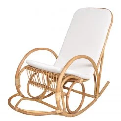 Fauteuil à bascule Ars Natura Avaray - Tissu Beige et Rotin - Design Élégant et Confortable