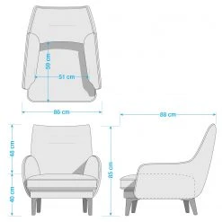 Studio Copenhagen Fauteuil Vieux Vichy Gris en Cuir Lecia | Fauteuil 1 Place Design -Pas Cher Fauteuils Magasin 1000256589 210809 09092400142 SKETCH DETAILS P000000001000256589 sketch