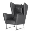 Bizzarto Fauteuil Caleta - Tissu Velours Onoli Anthracite - Fauteuil 1 place élégant et confortable
