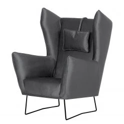 Bizzarto Fauteuil Caleta - Tissu Velours Onoli Anthracite - Fauteuil 1 place élégant et confortable