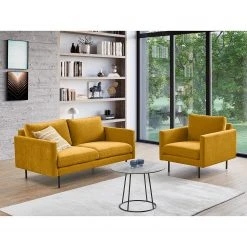 Mørteens Fauteuil Landos - Tissu Velia: Jaune maïs - Fauteuil 1 place élégant et confortable -Pas Cher Fauteuils Magasin 1000265009 210827 06180400352 MOOD DETAILS P000000001000265009 mood