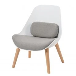 Mørteens Fauteuil Evie I - Fauteuil 1 place en Matière plastique et tissu, Bois de Hêtre massif, Design Blanc et Gris