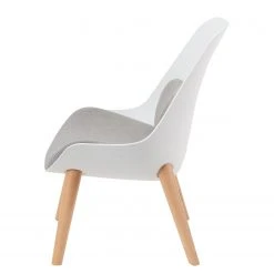Mørteens Fauteuil Evie I - Fauteuil 1 place en Matière plastique et tissu, Bois de Hêtre massif, Design Blanc et Gris -Pas Cher Fauteuils Magasin 1000273470 220420 035 DETAILS P000000001000273470