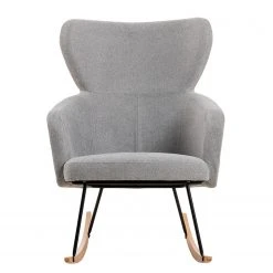 Fauteuil à bascule Mørteens Felin - Tissu Gris, Métal Noir, Hêtre Massif - Confort et élégance -Pas Cher Fauteuils Magasin 1000273480 220420 030 DETAILS P000000001000273480