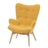 Mørteens Fauteuil Gimli - Tissu Jaune Moutarde & Frêne Massif - Chaise Relax Confortable -Pas Cher Fauteuils Magasin 1000273485 220420 010 IMAGE P000000001000273485