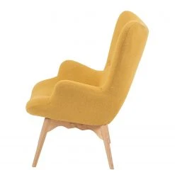 Mørteens Fauteuil Gimli - Tissu Jaune Moutarde & Frêne Massif - Chaise Relax Confortable -Pas Cher Fauteuils Magasin 1000273485 220420 035 DETAILS P000000001000273485