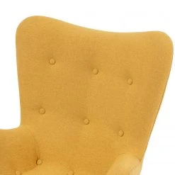 Mørteens Fauteuil Gimli - Tissu Jaune Moutarde & Frêne Massif - Chaise Relax Confortable -Pas Cher Fauteuils Magasin 1000273485 220420 050 DETAILS P000000001000273485