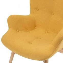 Mørteens Fauteuil Gimli - Tissu Jaune Moutarde & Frêne Massif - Chaise Relax Confortable -Pas Cher Fauteuils Magasin 1000273485 220420 055 DETAILS P000000001000273485