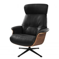 Studio Copenhagen Fauteuil relax Anderson I - Cuir véritable Neka : Noir - Noyer