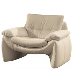 Fauteuil Budal en Cuir Véritable Canela Beige Clair par Loftscape - Confort et Élégance