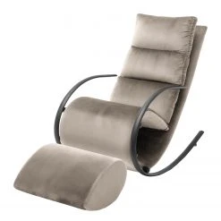 Loftscape Fauteuil de relaxation Calcha - Velours Fibi Gris clair avec repose-pieds - Confort maximal