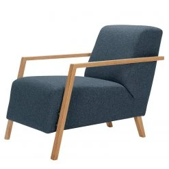 Loftscape Fauteuil Frapper - Tissu structuré Poema Bleu foncé - Chêne clair | Confort et Élégance