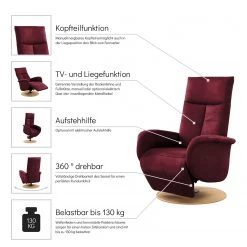 Fauteuil relax Nesebar I - Microfibre Flavie Bordeaux - Fonction relaxation, réglage manuel -Pas Cher Fauteuils Magasin 1000313432 211217 13412900364 DETAILS P000000001000313432