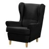 Norrwood Fauteuil bergère Ranu II en Microfibre Jada Noir - Confort et Élégance