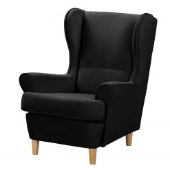 Norrwood Fauteuil bergère Ranu II en Microfibre Jada Noir - Confort et Élégance