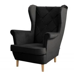 Norrwood Fauteuil Bergère Olmen - Microfibre Jada Noir | Fauteuil 1 Place