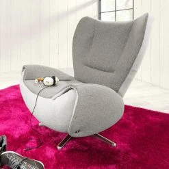Fauteuil design Tom Tailor 1 place - Gris / Gris clair, Confort et style moderne -Pas Cher Fauteuils Magasin designersessel tom webstoff grau creme 1037046
