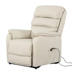 Modoform Fauteuil TV Charly - Imitation Cuir Crème | Confort Premium | Fauteuil Relax