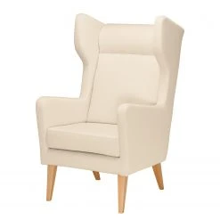 Mørteens Fauteuil à oreilles Bucoli - Ecru avec repose-pieds - Confort et Élégance -Pas Cher Fauteuils Magasin ohrensessel bucoli strukturstoff mit hocker ecru 4621664