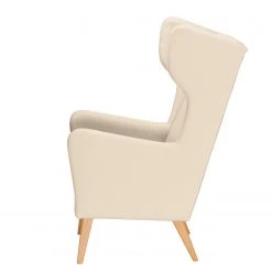 Mørteens Fauteuil à oreilles Bucoli - Ecru avec repose-pieds - Confort et Élégance -Pas Cher Fauteuils Magasin ohrensessel bucoli strukturstoff mit hocker ecru 4621676