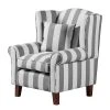 Maison Belfort Fauteuil Colmar Gris - Fauteuil Bergère Élégant sans Repose-Pieds -Pas Cher Fauteuils Magasin ohrensessel colmar mit hocker webstoff grau gestreift 308060