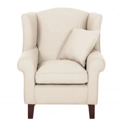 Fauteuil à oreilles Colmar - Tissu Maka Beige avec repose-pieds | Maison Belfort -Pas Cher Fauteuils Magasin ohrensessel colmar webstoff mit hocker stoff maka beige 4827300