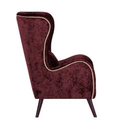 Red Living Fauteuil à oreilles Madame Lebon Velours rouge bourgogne – Confort élégant -Pas Cher Fauteuils Magasin ohrensessel humphrey samtstoff burgundy 382880