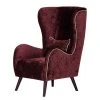Red Living Fauteuil à oreilles Madame Lebon Velours rouge bourgogne – Confort élégant
