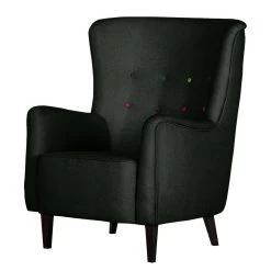 Mørteens Fauteuil à oreilles Josslyn - Tissu noir - Fauteuil bergère élégant et confortable