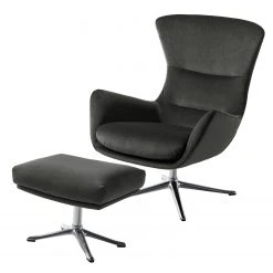 Studio Copenhagen Fauteuil Hepburn III - Velours Shyla Vert de gris, Chrome brillant | Fauteuil 1 place design et confortable -Pas Cher Fauteuils Magasin polsterhocker hepburn ii samt stoff shyla rauchgruen 5020328