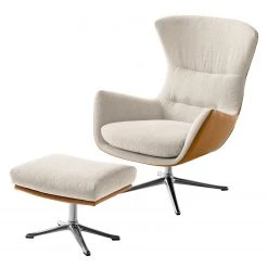 Studio Copenhagen Fauteuil Hepburn III - Beige / Cognac - Chrome brillant | Fauteuil 1 place élégant -Pas Cher Fauteuils Magasin polsterhocker hepburn ii webstoff echtleder beige cognac 5023888