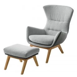Fauteuil Studio Copenhagen Hepburn I - Gris clair / Gris - Chêne foncé | Design et Confort -Pas Cher Fauteuils Magasin polsterhocker hepburn webstoff echtleder hellgrau grau 5023020
