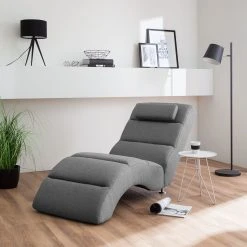 Chaise Longue de Relaxation Califfo en Tissu Gris - Confort Premium | Fredriks -Pas Cher Fauteuils Magasin relaxliege califfo strukturstoff grau 4760444