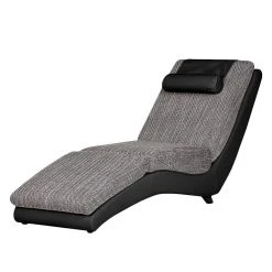 Re:concept Chaise Longue Carson - Cuir Synthétique Noir et Tissu Structuré Gris Clair | Chaises Relax