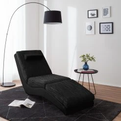 Chaise Longue de Relaxation Carson - Cuir Synthétique / Tissu Structuré Noir | Roomscape -Pas Cher Fauteuils Magasin relaxliege carson kunstleder strukturstoff schwarz 4905260