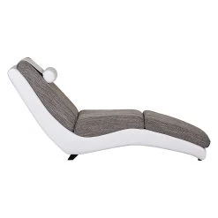 Chaise longue de relaxation Carson - Cuir synthétique blanc & Tissu structuré gris clair | Roomscape -Pas Cher Fauteuils Magasin relaxliege carson kunstleder weiss strukturstoff hellgrau 388178