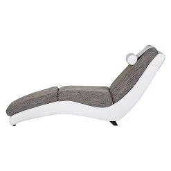Chaise longue de relaxation Carson - Cuir synthétique blanc & Tissu structuré gris clair | Roomscape -Pas Cher Fauteuils Magasin relaxliege carson kunstleder weiss strukturstoff hellgrau 388179
